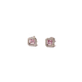 Pink Cubic Zirconia Stone Stud Earrings White gold