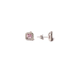Pink Cubic Zirconia Stone Stud Earrings White gold