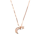 Moon to the stars Pendant and chain Rose Gold