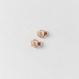 Diamond cut Circle With CZ Diamond studs in Rose Gold
