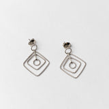 Square Dangle Earrings White Gold