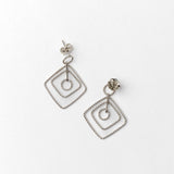 Square Dangle Earrings White Gold