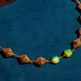 Parrot Green Stones Necklace With Earrings in 24kt Gold polish