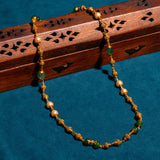 Deep Nakas With Pearls And Green Beeads Chain 24kt Gold Polish