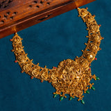 Deep Nakas Sunflower in CZ Studed with Green Polkis Short Necklace 24kt Gold Polish