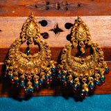 Deep Nakas Chandbali With Maroon And Blue polkis Earrings 24kt Gold Polish