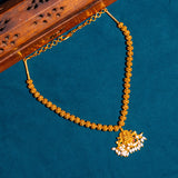 Deep Nakas Lakshmi With White Ricepearls In 24kt Gold Polish