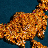 Deep Nakas MahaLakshmi Cz Studed Short Necklace in 24kt Gold polish