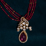 Pink Sapphire Pendant With Earrings in Mossinaite 18kt Gold Polish