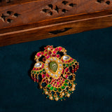 Gandaberunda With Multicolour Kundan Long Necklace 24kt Gold polished