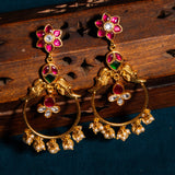 Parrot With pink kundan Chandbali Earrings 24kt Gold Polish