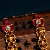 Lotus In Pink Kundan and mossinaite Chandbali Earrings 24kt Gold Polish