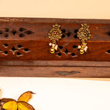 Deep Nakas Red Kundan With Flowers in Studs 24kt Gold Polish