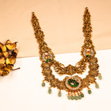 Deep Nakas Bagya Lakshmi With Green Polkis Long Necklace 24kt Gold Polish